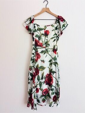 Betsey Johnson Tea Length Rose Cocktail Dress